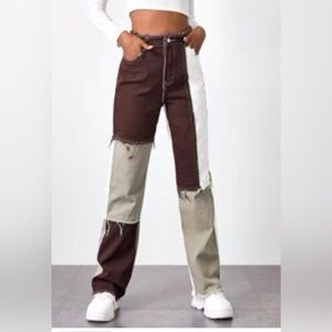 Shein High waisted slant pocket spliced jeans